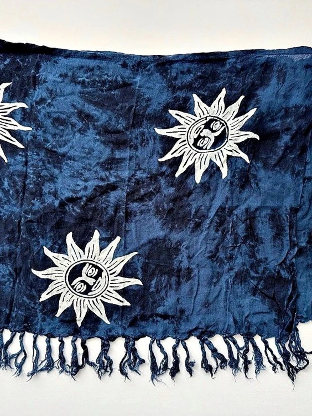 Celestial Retro Tie Dye Sarong Wrap Fringe Boho Indie Beach Cover Sun One Size